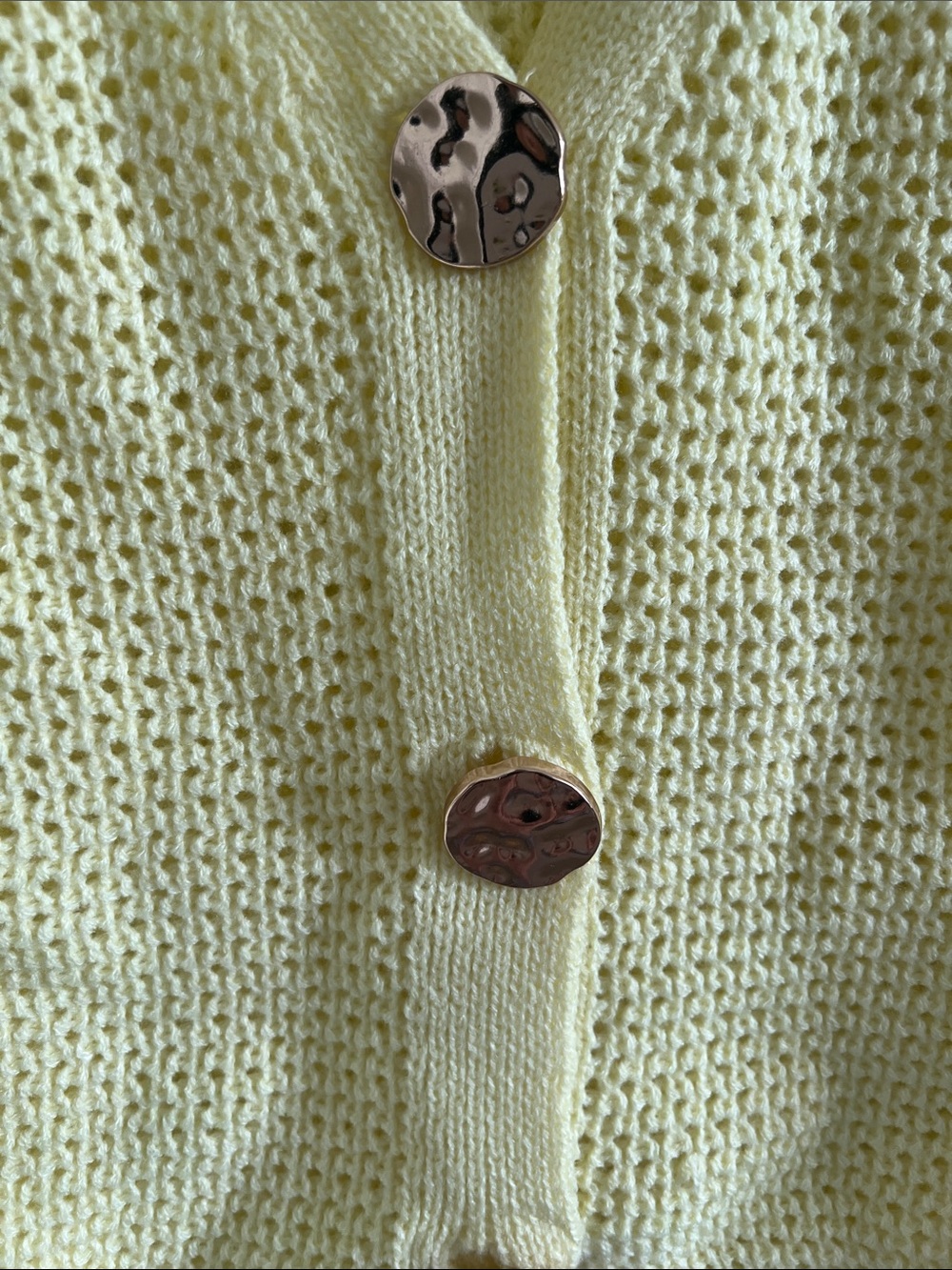 SHEIN Pale Yellow V-Neck Knit Button Front Sweater Vest - Picture 3 of 3